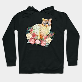 Cat between flowers, Christmas gifts Hoodie